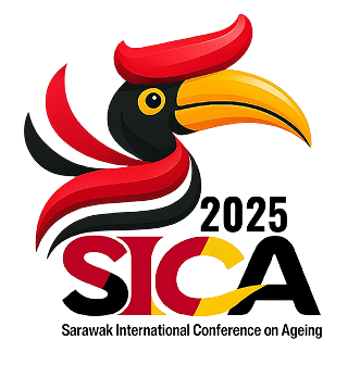 Stylized hornbill logo in red, black, and yellow with "2025" and "SICA" for an international conference.